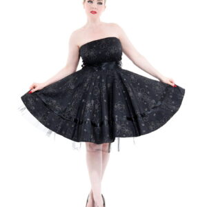 Bandeau Kleid mit Blumen   50er Jahre kleid  Gothic Kleid XL