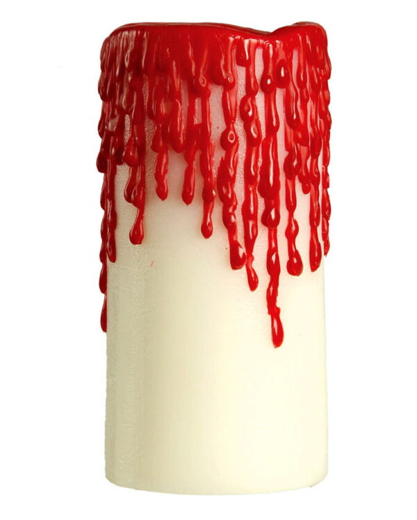 Blutende Kerze weiß 10 x 5 cm   Blutige kerze als Halloween Deko