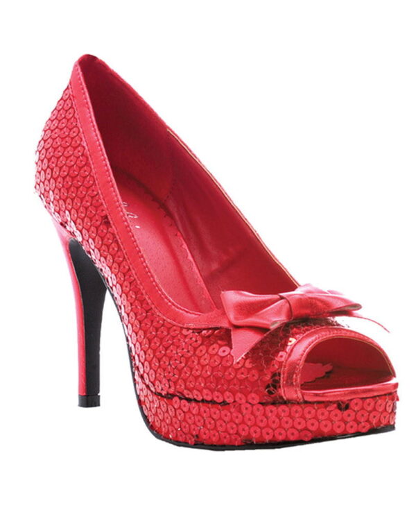 Glitter Pumps mit Lackschleife rot  Schicke Schuhe für Fasching online kaufen! 40