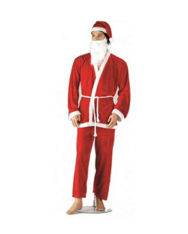 Santa Claus Kostüm mit Bart   Preiswerte Nikolaus Verkleidung