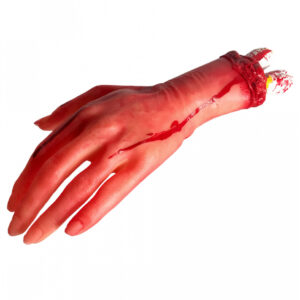 Blutig abgehackte Hand als Dekoartikel für Horrorfans