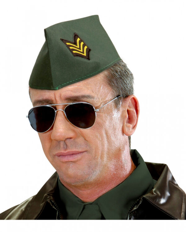 Grüne Offiziersmütze  Barrett für Soldaten Kostümierungen