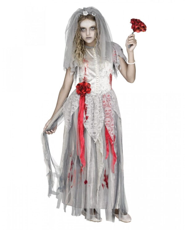 Kinderkostüm Zombie Braut für Halloween XL