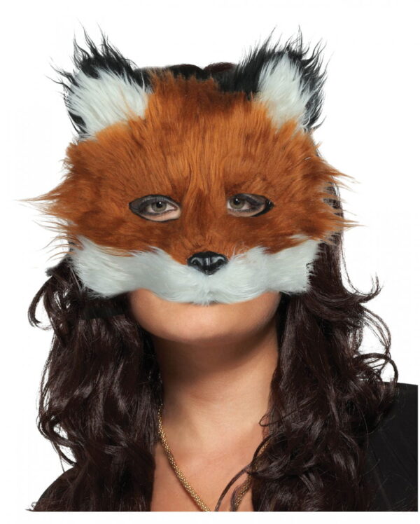 Fuchs Maske mit Kunstfell Tiermaske