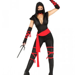 Schwarze Ninja Kriegerin Kostüm für Damen M