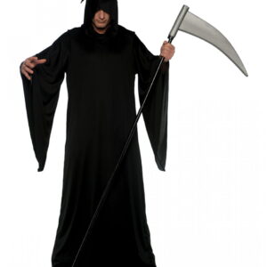 Schwarzes Sensenmann Kostüm für Halloween Standard 50-52