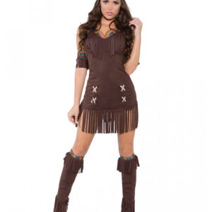 Braunes Indianerin Kostüm für Fasching L