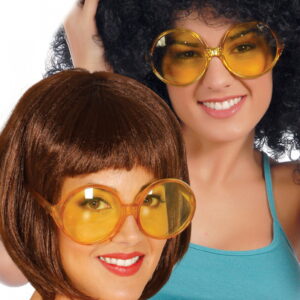 Gelbe Hippie Brille für Karneval kaufen