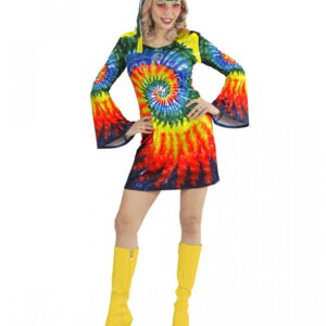 Psychedelic Hippie Braut Kostüm für Karneval L