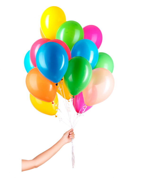 50 Bunte Ballons für Helium mit Schnur kaufen