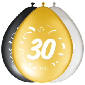8 Luftballons Zahl 30 zum Geburtstag