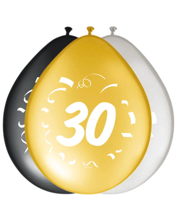 8 Luftballons Zahl 30 zum Geburtstag
