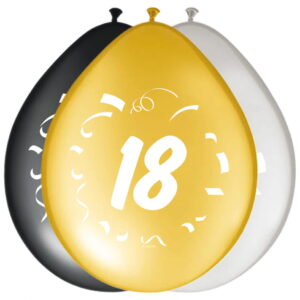 8 Luftballons Zahl 18 für Geburtstag