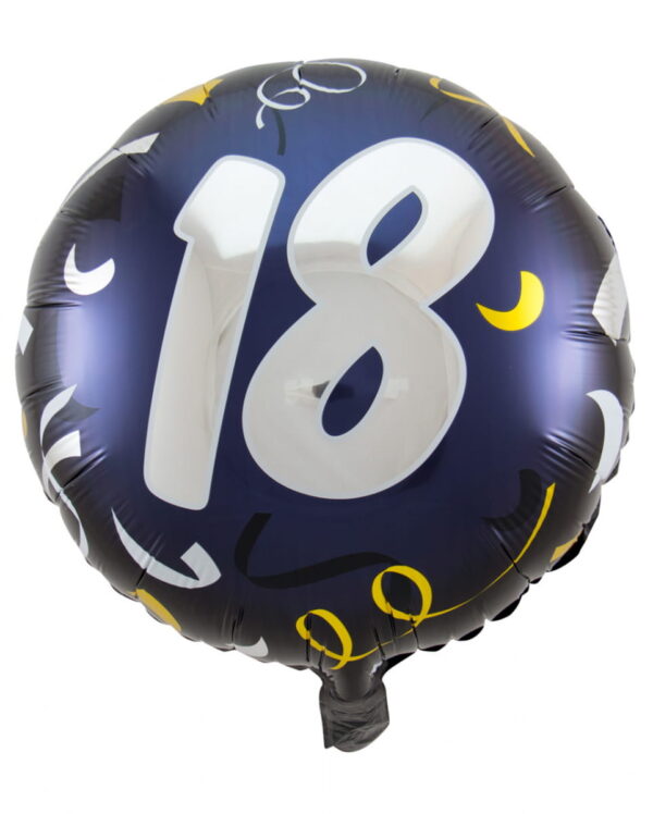 Ballon mit Zahl 18 schwarz-gold 45 cm  Partydeko