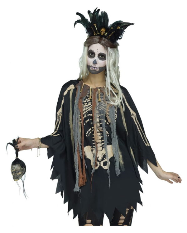 Kostümponcho Voodoo Skelett für Halloween kaufen!