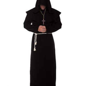 Mönchsrobe Männerkostüm schwarz  Kloster Kostüm XXL