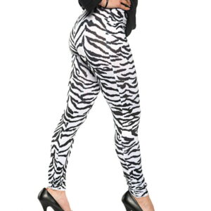80s Zebra Leggings Weiß als Mix & Match Kostüm L/XL