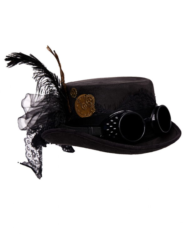 Steampunk Hut mit Schweißerbrille Schwarz kaufen!