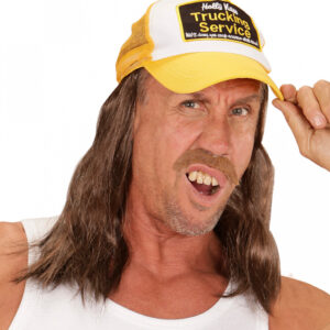 Trucker Baseball Cap mit Haaren für Mottoparties