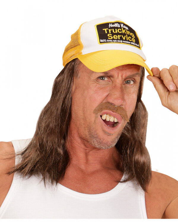 Trucker Baseball Cap mit Haaren für Mottoparties
