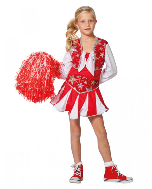 Rotes Cheerleader Kinder Kostüm für Fasching 128