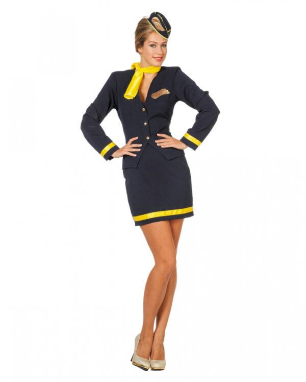 Flugbegleiterin Kostüm 4-tlg. für Karneval 46