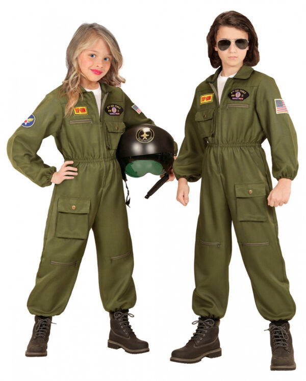 Kampfjet Pilot Kostüm für Kinder  Kinderfasching XL / 14-16 Jahre