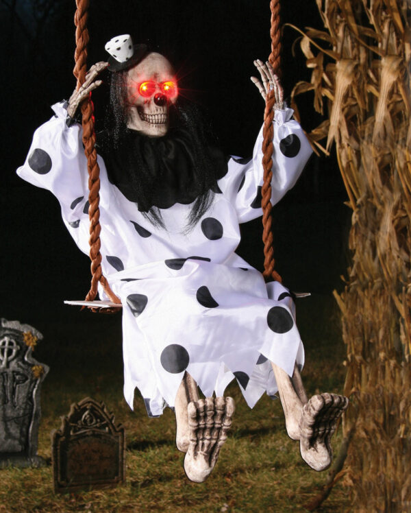 LED Clownskelett auf Schaukel 90 cm für Halloween