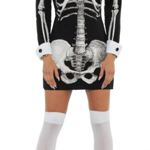 Skelett Langarmkleid mit Kragen  Skelett Kostüm XL
