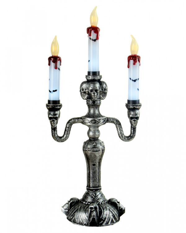 Gothic Kerzenständer mit LED Kerzen 40cm für Halloween
