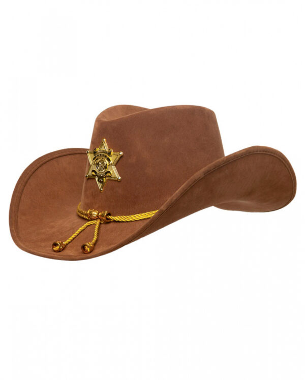Sheriff Kostümhut braun mit Stern & Hutband ✯