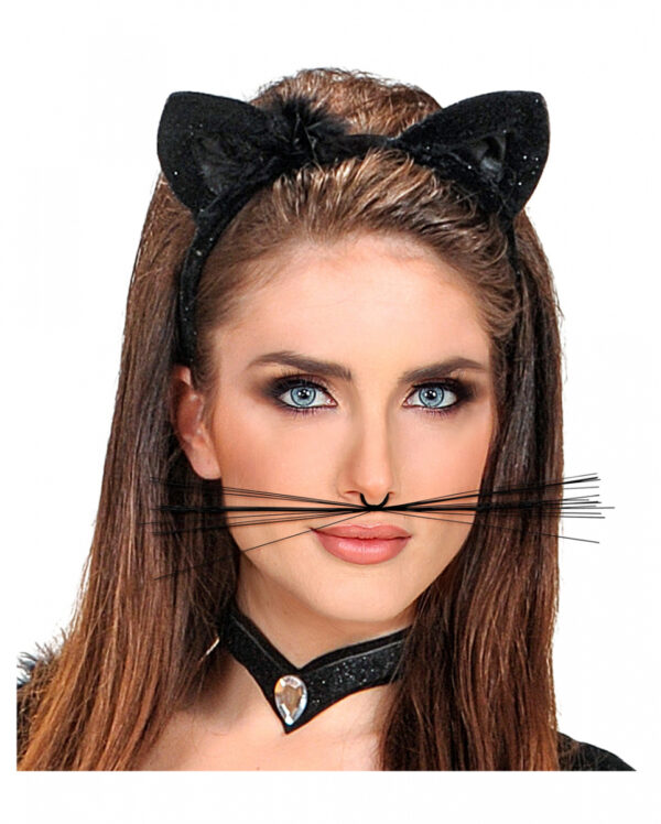 Schwarze Katzen Schnurrbart als Kostüm Accessoire