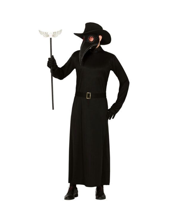 Pest Arzt Kostüm mit Schnabelmaske und Hut für Herren ◆