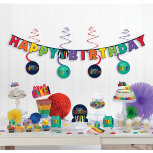 Happy Birthday Partydeko Set Regenbogen 17-tlg. ➔