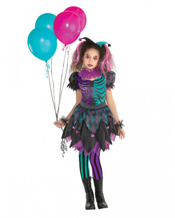 Crazy Harlequin Mädchenkostüm für Halloween? L 8-10 Jahre