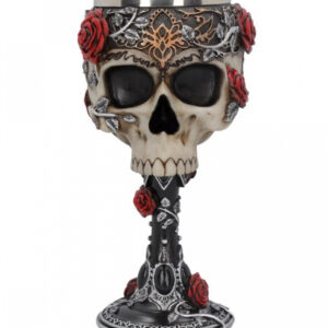 Gothic Totenschädelkelch mit Rosen als Tischdeko ❤