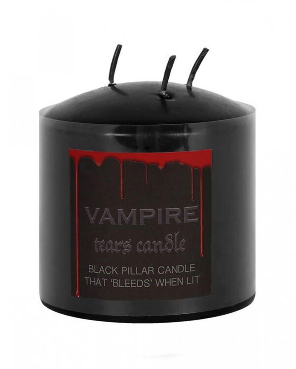 Schwarze Stumpenkerze mit Vampir Blut 7