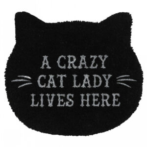 Schwarze Cat Lady Türmatte in Katzenform ➔