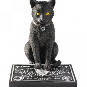 Schwarze Katze mit Hexenbrett als Gothic Deko