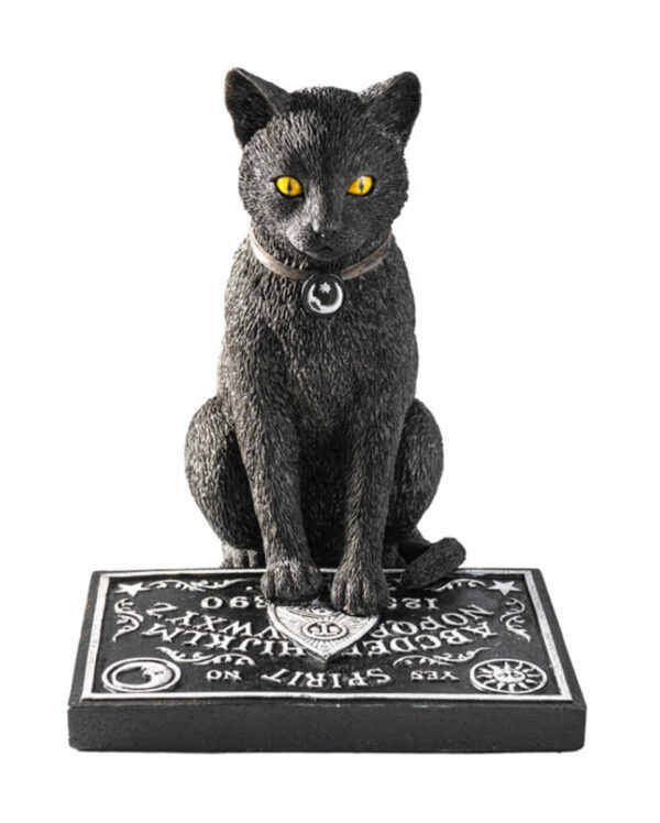 Schwarze Katze mit Hexenbrett als Gothic Deko