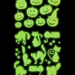 Leuchtende Kürbisse & Katzen Halloween Sticker ➔