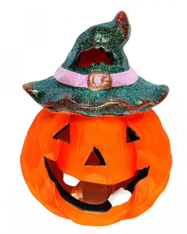 Halloween Kürbis Keramik mit LED 12x9cm ★