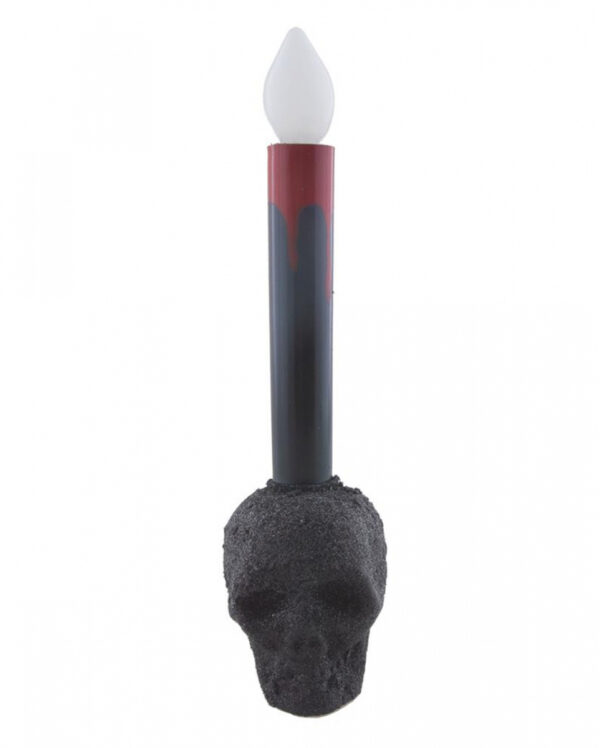 Schwarze Totenschädel Kerze mit Licht 24cm  Gothic Deko