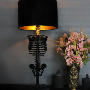 Schwarze Skelett-Torso Tischlampe mit Lampenschirm ★