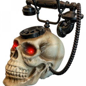 Spukendes Totenkopf Telefon mit LED  Grusel-Deko