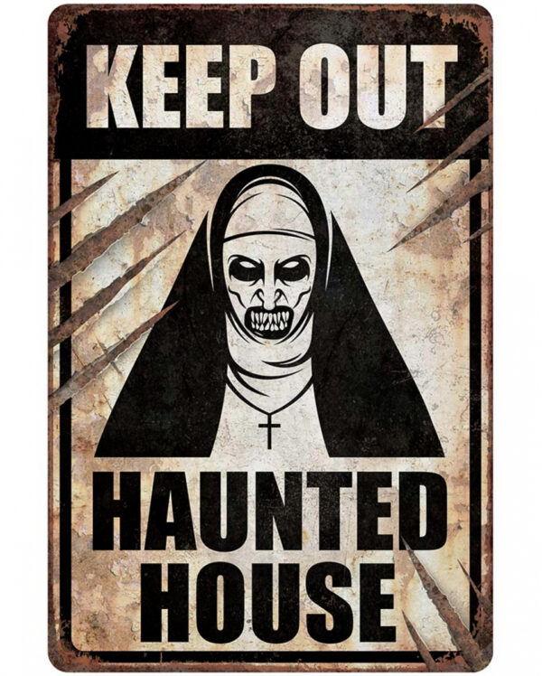 Keep Out Haunted House Warnschild Nonne 24x36 cm ✩