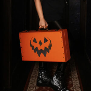 Creepy Pumpkin Vintage Koffer Orange als Geschenkidee