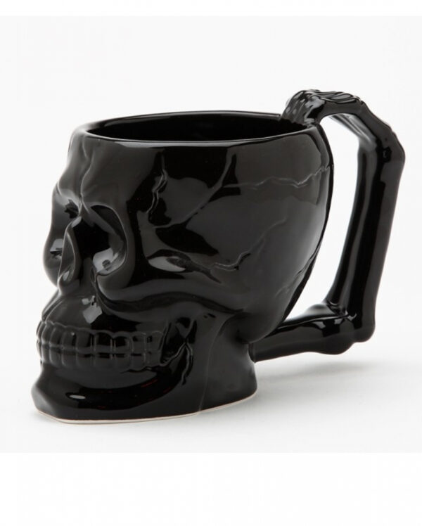 Schwarze Totenschädel Tasse mit Knochenhenkel ✩✩