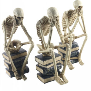 Skelette auf Bücher sitzend 3 Stück als Set 35cm ★