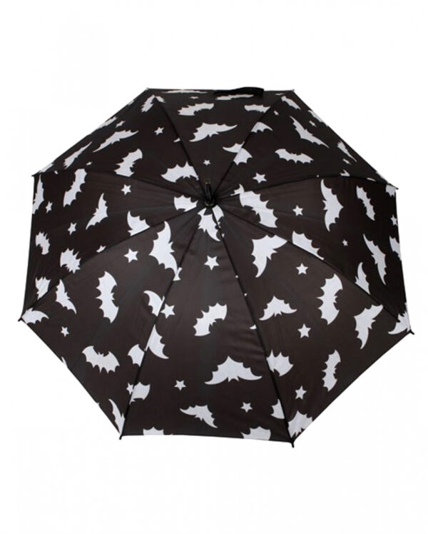 Schwarzer Regenschirm mit Fledermäusen als Motiv online kaufen